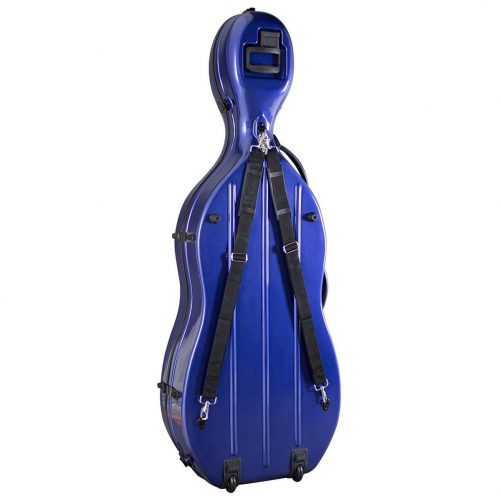 Hidersine Fibreglass Cello Case Blue Rear View