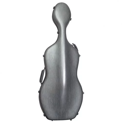 Hidersine Polycarbonate Cello Case in Brushed Silver