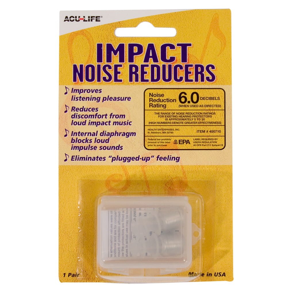 Music Ear Plugs NRR 18 1 Pair Acu-Life Impact Noise Reducer Earplugs