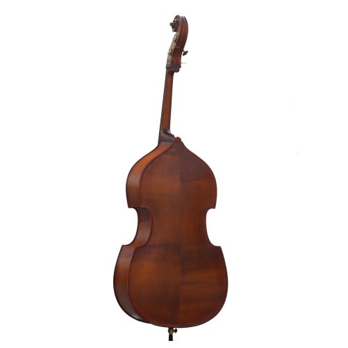 Bass Bags Workshop Maiastru Double Bass - Side View Side profile of the Bass Bags Workshop Maiastru double bass showing the rib depth and body shape.