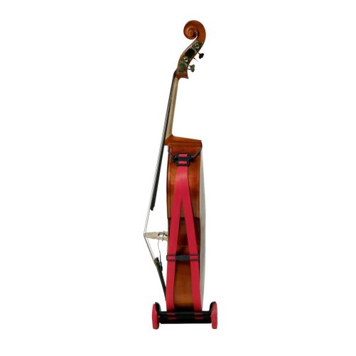 RC Williams Bass Buggie Three-Point Strap System Rear view of the RC Williams Bass Buggie showing the adjustable three-point strap system on a double bass.