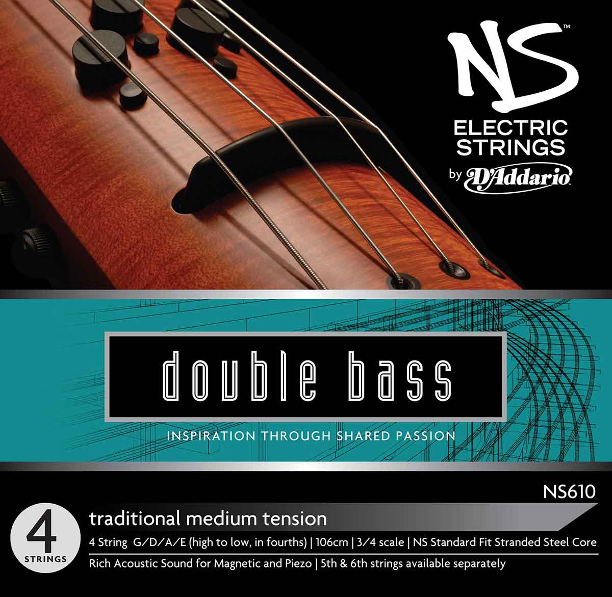 3/4 Scale Medium Tension DAddario Helicore Orchestral Bass Single E String 